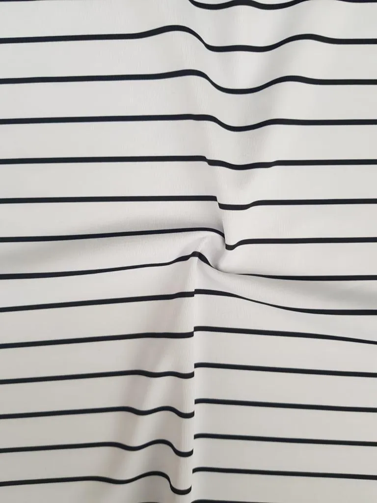 Blanco Negro Rayas Finas — Licra Estampada Aquerontex, Heredia Costa Rica