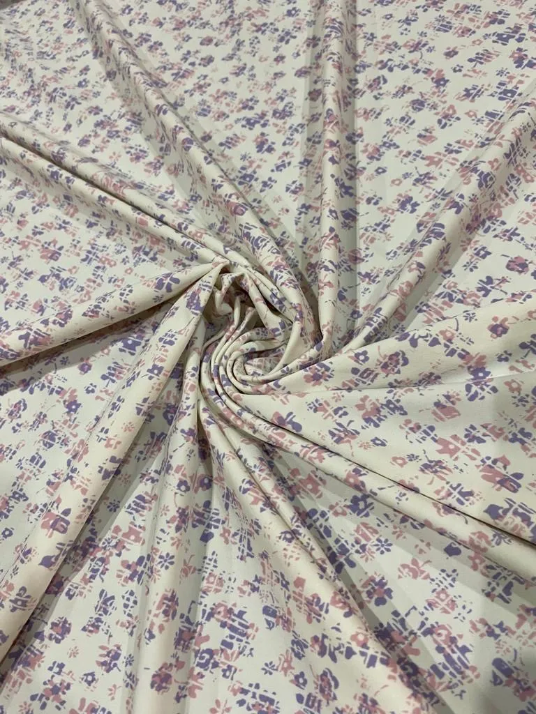 Crema Floral Lavanda Gris — Licra Estampada Aquerontex, Heredia Costa Rica