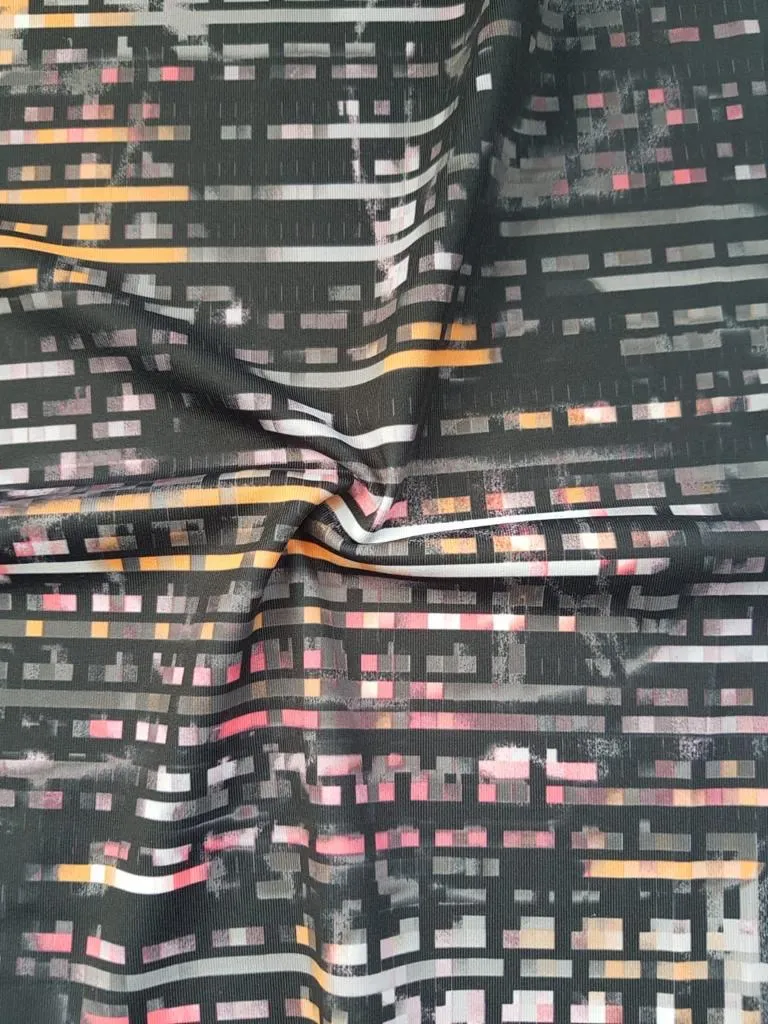 Negro Gris Beige Abstracto Lineal — Licra Estampada Aquerontex, Heredia Costa Rica